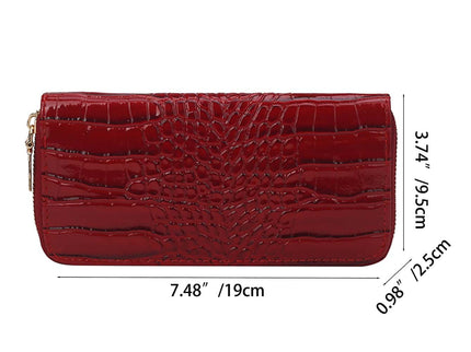 dimension portefeuille femme ecaille crocodile croci rouge