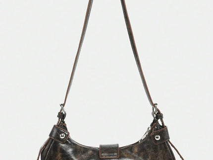 dimension sac en Simili Cuir a bandouliere pour femme marron arriere sac