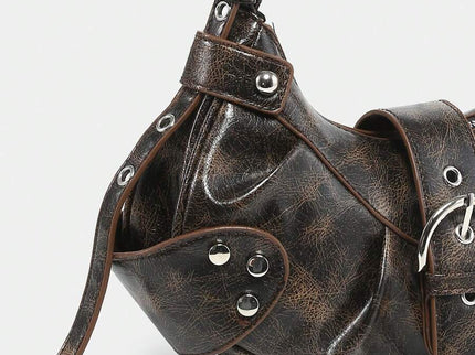dimension sac en Simili Cuir a bandouliere pour femme marron detail proche