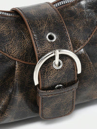 dimension sac en Simili Cuir a bandouliere pour femme marron detail proche detail sangle