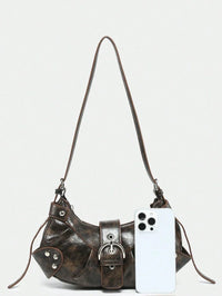 dimension sac en Simili Cuir a bandouliere pour femme marron detail proche detail sangle comparaison telephone