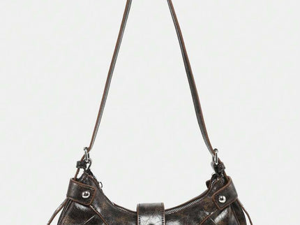 dimension sac en Simili Cuir a bandouliere pour femme marron face