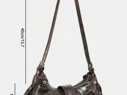 dimension sac en Simili Cuir a bandouliere pour femme marron hauteur
