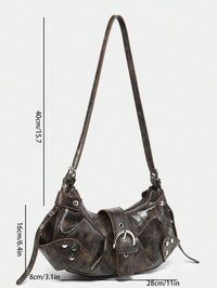 dimension sac en Simili Cuir a bandouliere pour femme marron hauteur