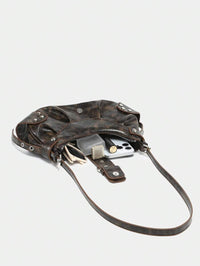 dimension sac en Simili Cuir a bandouliere pour femme marron penche
