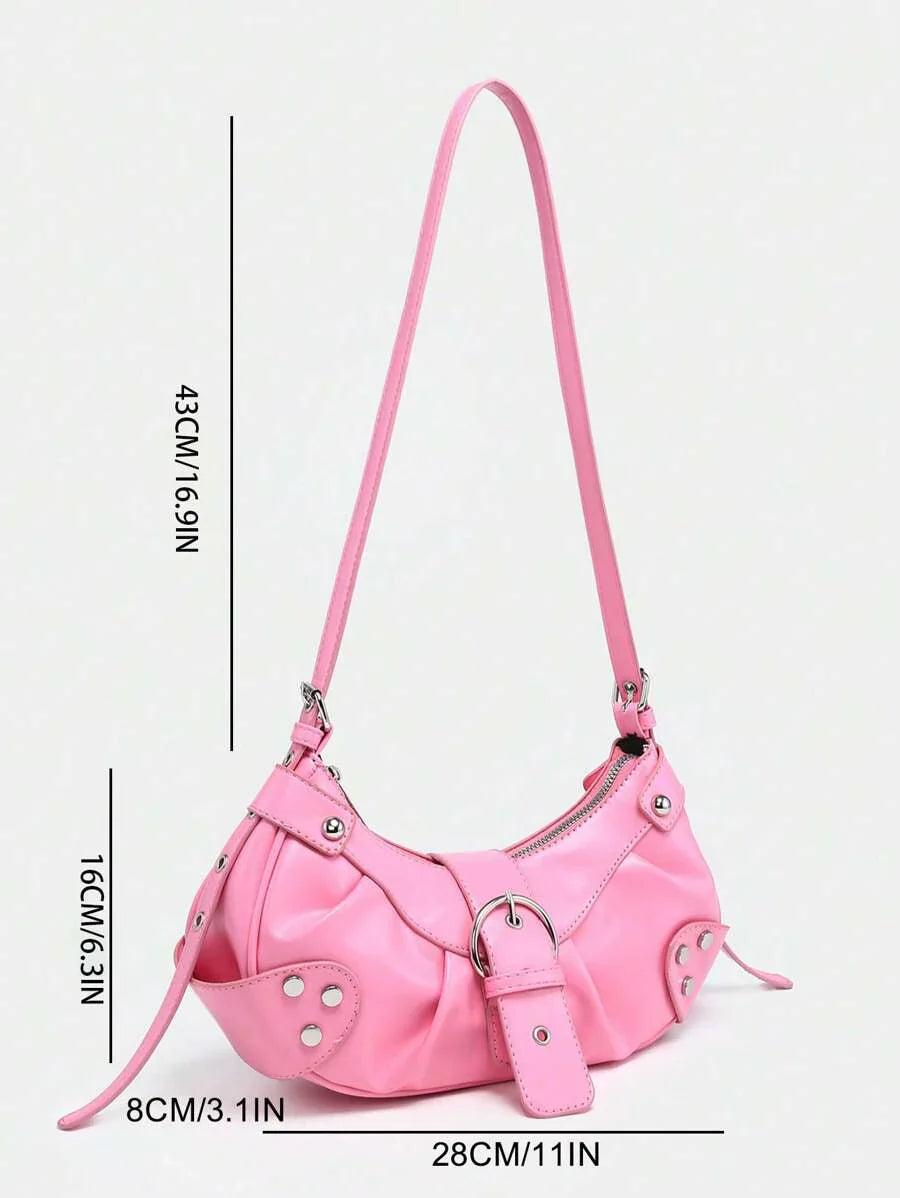 dimension sac en Simili Cuir a bandouliere pour femme rose2