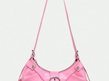 dimension sac en Simili Cuir a bandouliere pour femme rose face