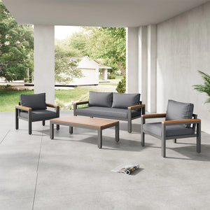 ensemble mobilier extérieur gris moderne avec table basse