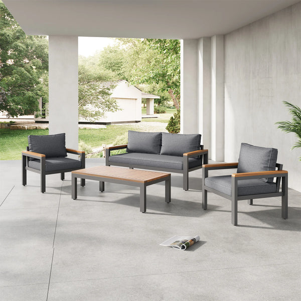 ensemble mobilier extérieur gris moderne avec table basse
