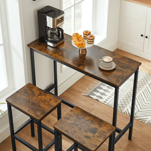 ensemble mobilier industriel HALU avec structure acier et plateau bois, fond blanc