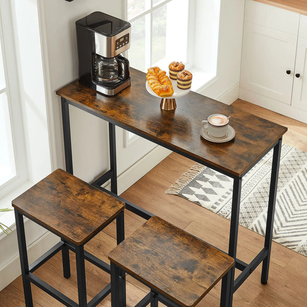 ensemble mobilier industriel HALU avec structure acier et plateau bois, fond blanc