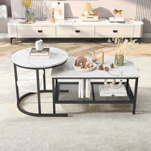 ensemble tables basses gigognes design noir avec rangement