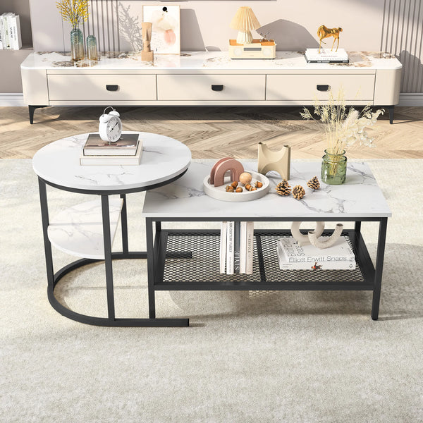 ensemble tables basses gigognes design noir avec rangement