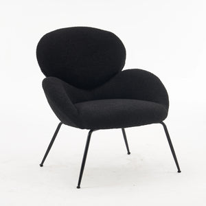 fauteuil d’appoint noir avec coussin moelleux et structure métal