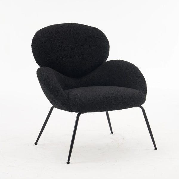 fauteuil d’appoint noir avec coussin moelleux et structure métal