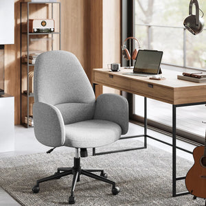 fauteuil de bureau ergonomique BUAR avec accoudoirs et roulettes en tissu coton-lin