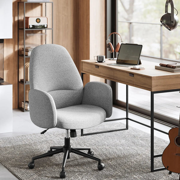 fauteuil de bureau ergonomique BUAR avec accoudoirs et roulettes en tissu coton-lin