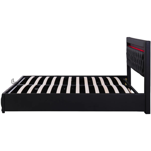 lit boxspring rangement led en velour