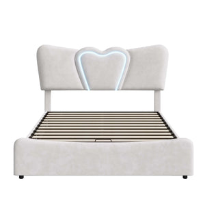 lit double adulte design romantique en velours beige