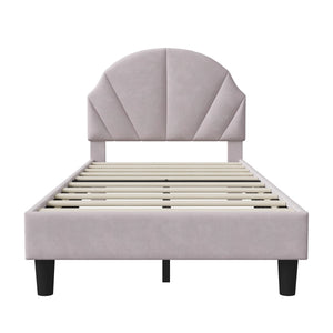 lit enfant en velours LUMA beige élégant chambre fille garçon