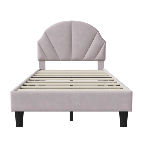 lit enfant en velours LUMA beige élégant chambre fille garçon
