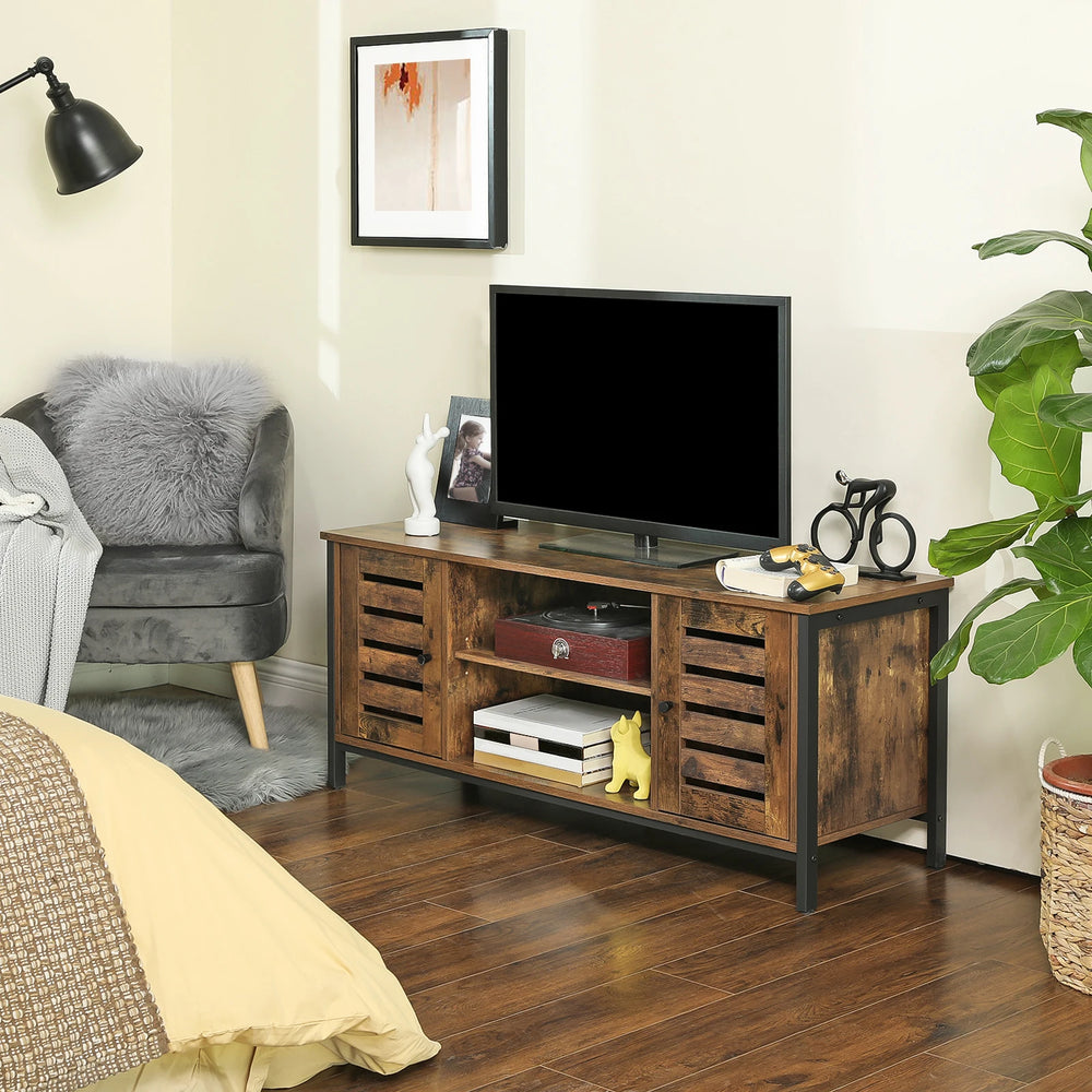 meuble TV KIAU style industriel bois rustique et métal noir
