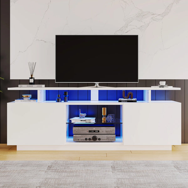 meuble TV LYRA pour écran 60 pouces avec éclairage LED et compartiments