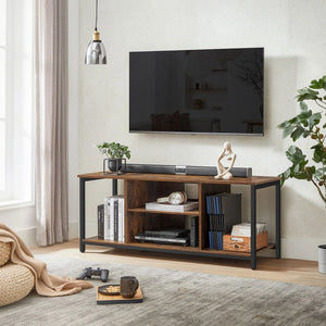 meuble TV MLAUI 120 cm marron rustique et noir