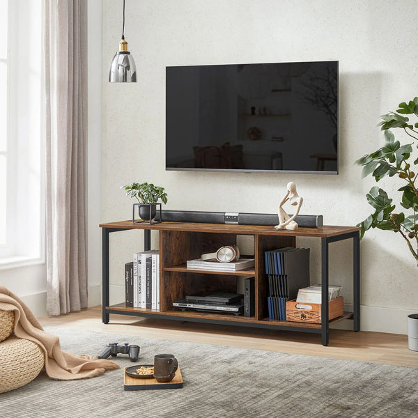 meuble TV MLAUI 120 cm marron rustique et noir