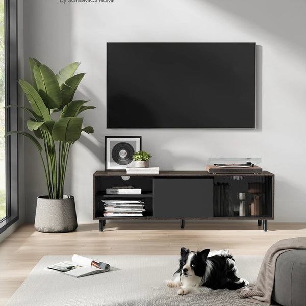 meuble TV TAME 140 cm marron cendré et noir