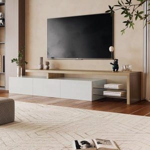 meuble TV noir ORION avec rangements fermés et niches ouvertes