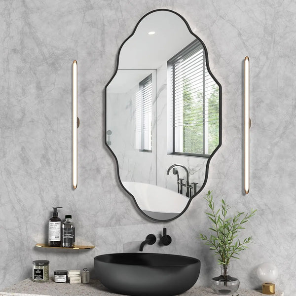 miroir lanterne cadre noir salle de bain