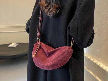 Nélia Faux Suede Half-Moon Shoulder Handbag