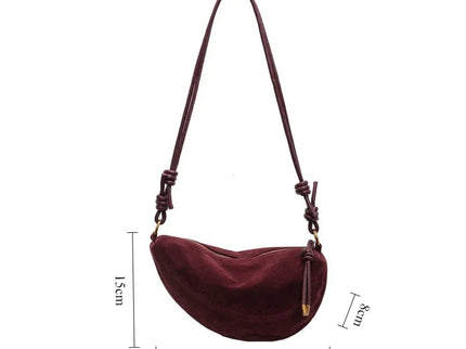 Nélia Faux Suede Half-Moon Shoulder Handbag