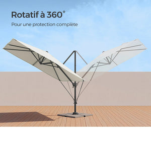parasol inclinable et rotatif à 360 degrés avec base en croix