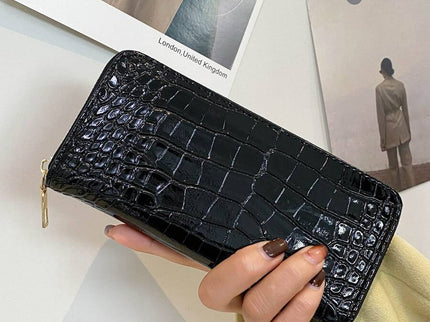 portefeuille femme ecaille crocodile croci noir