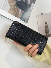 portefeuille femme ecaille crocodile croci noir
