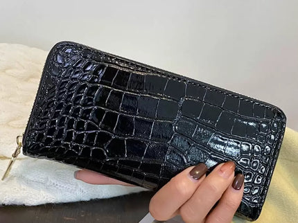 portefeuille femme ecaille crocodile croci noir 2