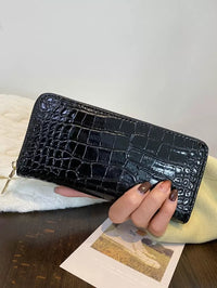 portefeuille femme ecaille crocodile croci noir 2