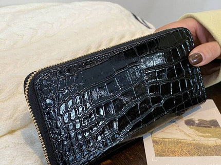 portefeuille femme ecaille crocodile croci noir 3