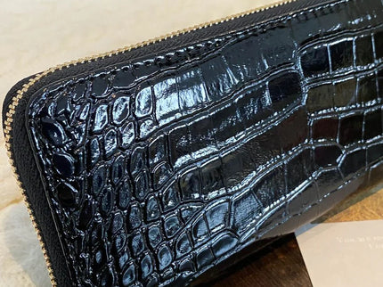 portefeuille femme ecaille crocodile croci noir 4