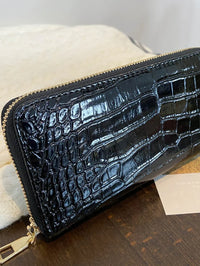 portefeuille femme ecaille crocodile croci noir 4