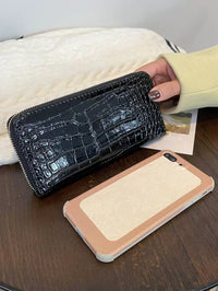 portefeuille femme ecaille crocodile croci noir taille telephone