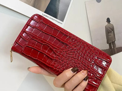 portefeuille femme ecaille crocodile croci rouge