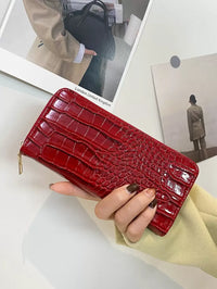portefeuille femme ecaille crocodile croci rouge