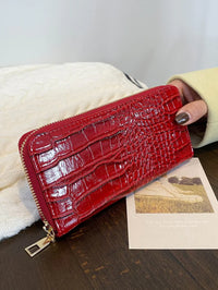 portefeuille femme ecaille crocodile croci rouge 2
