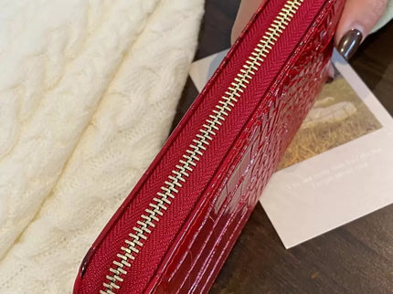 portefeuille femme ecaille crocodile croci rouge 4