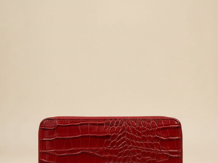 portefeuille femme ecaille crocodile croci rouge fond uni
