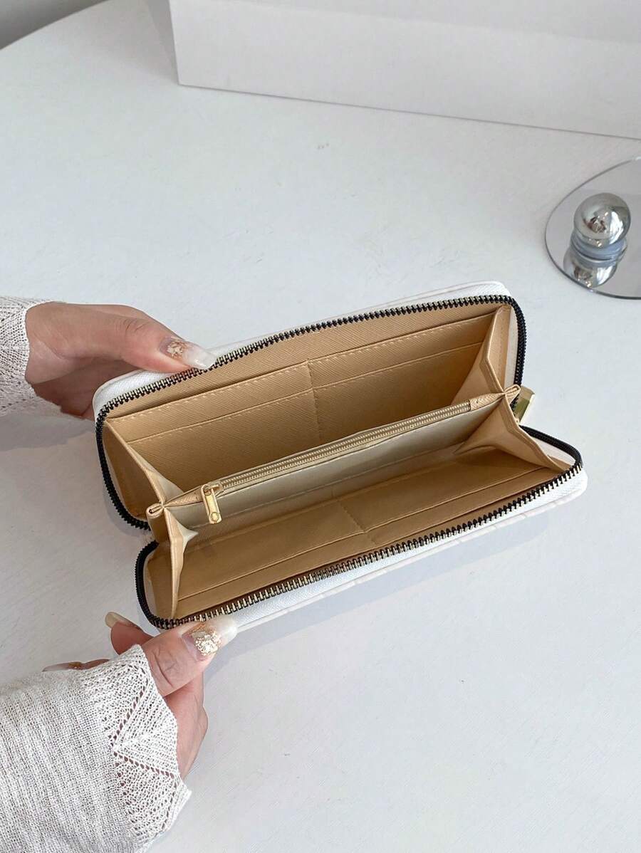 portefeuille fermeture éclair uli blanc interieur poche