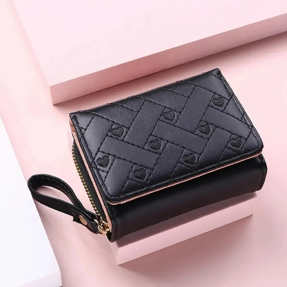 portefeuille noir coeur brode